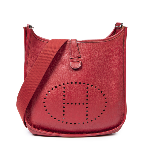 Hermes Handbags - Hermes Evelyne I PM in Red Togo Leather